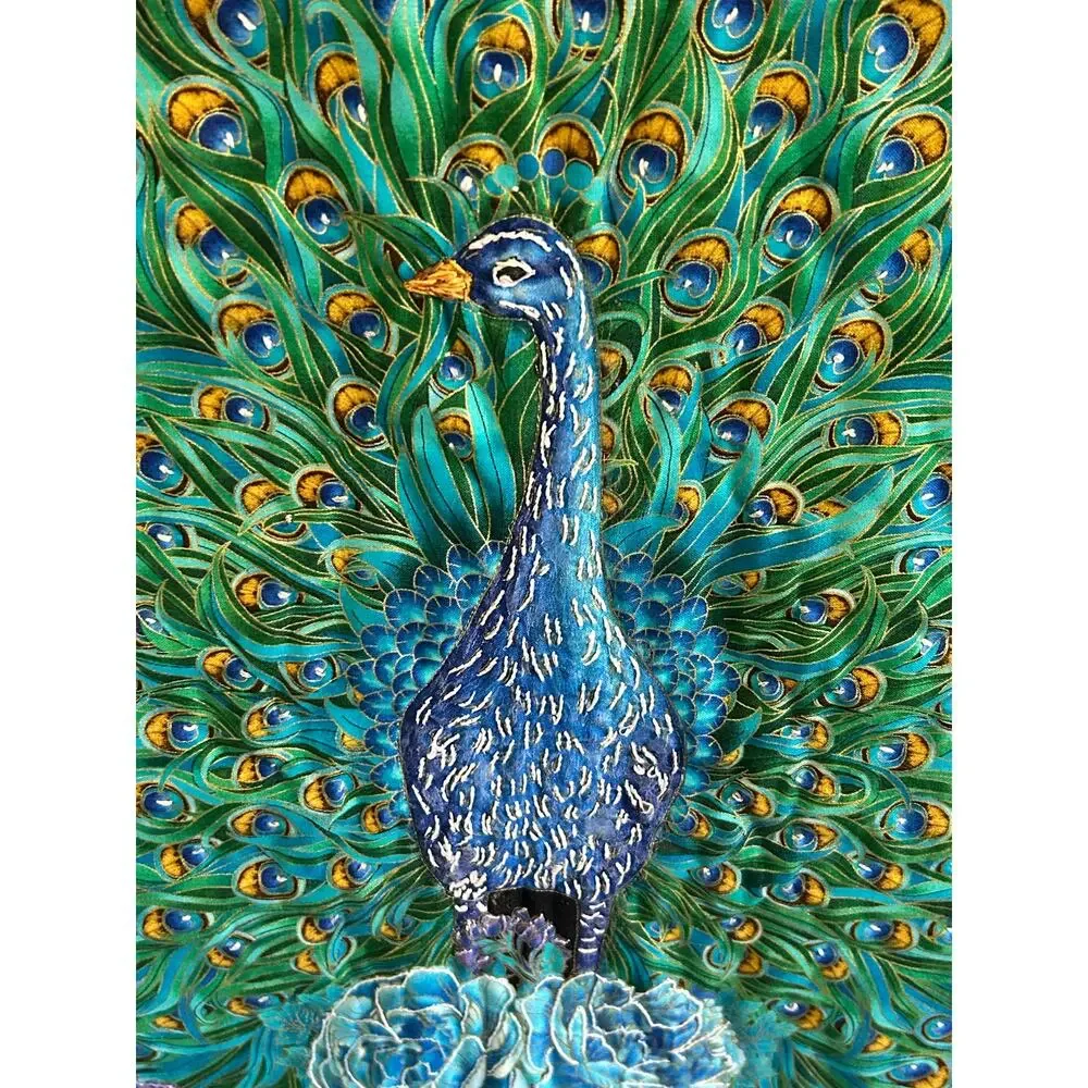 Handmade Peacock quilted embroidered wall hanging tapestry decor